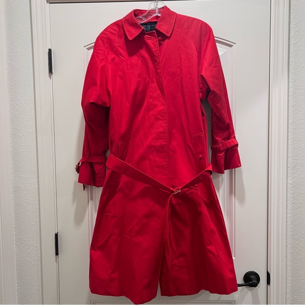 😻🇬🇧 Burberry Gorgeous Red Trench Coat with Removable Warm Liner & Tie Belt W8